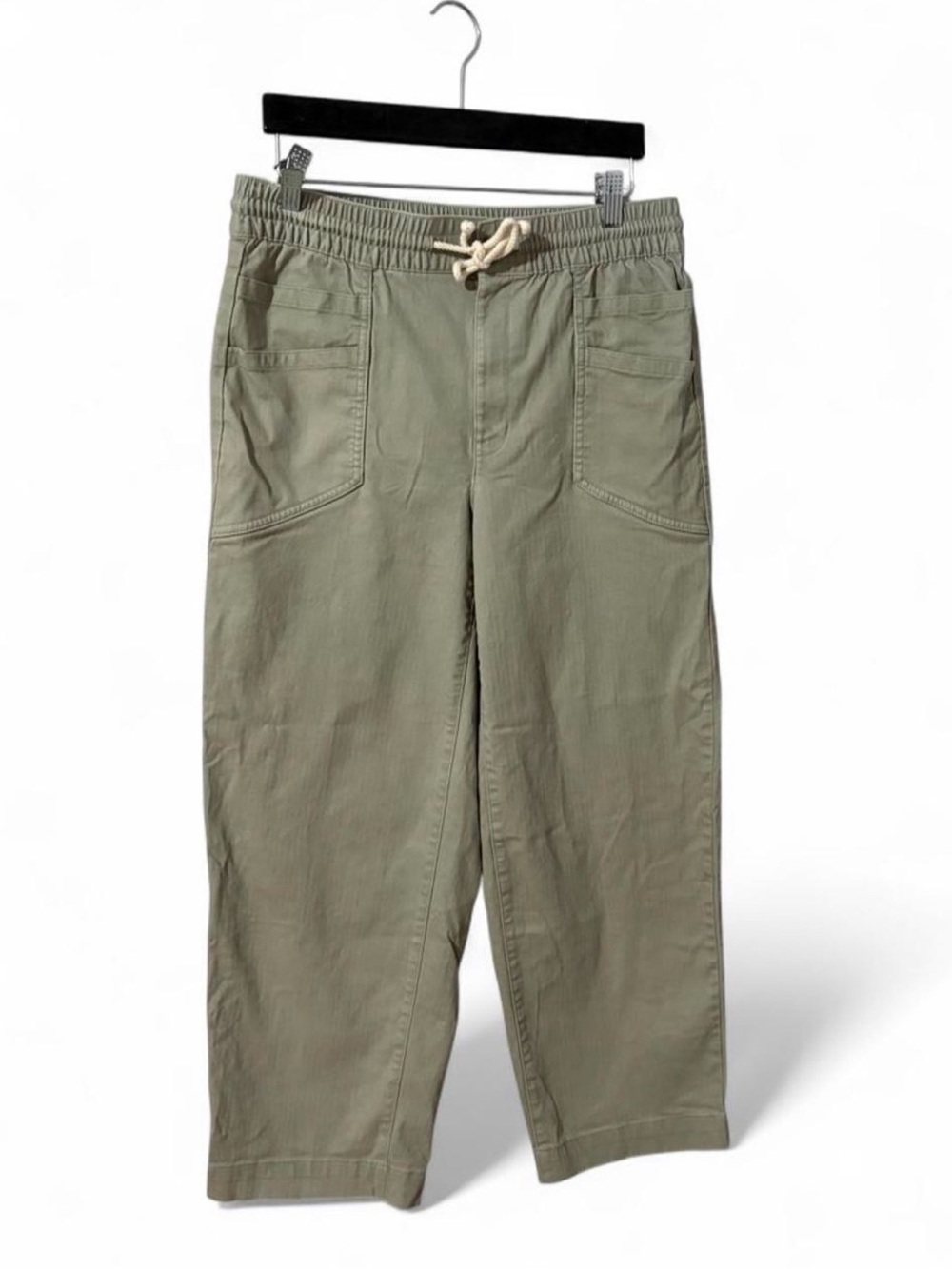 Lands End Womens 10 Sage Green Pull On Utility Pants Drawstring Cropped